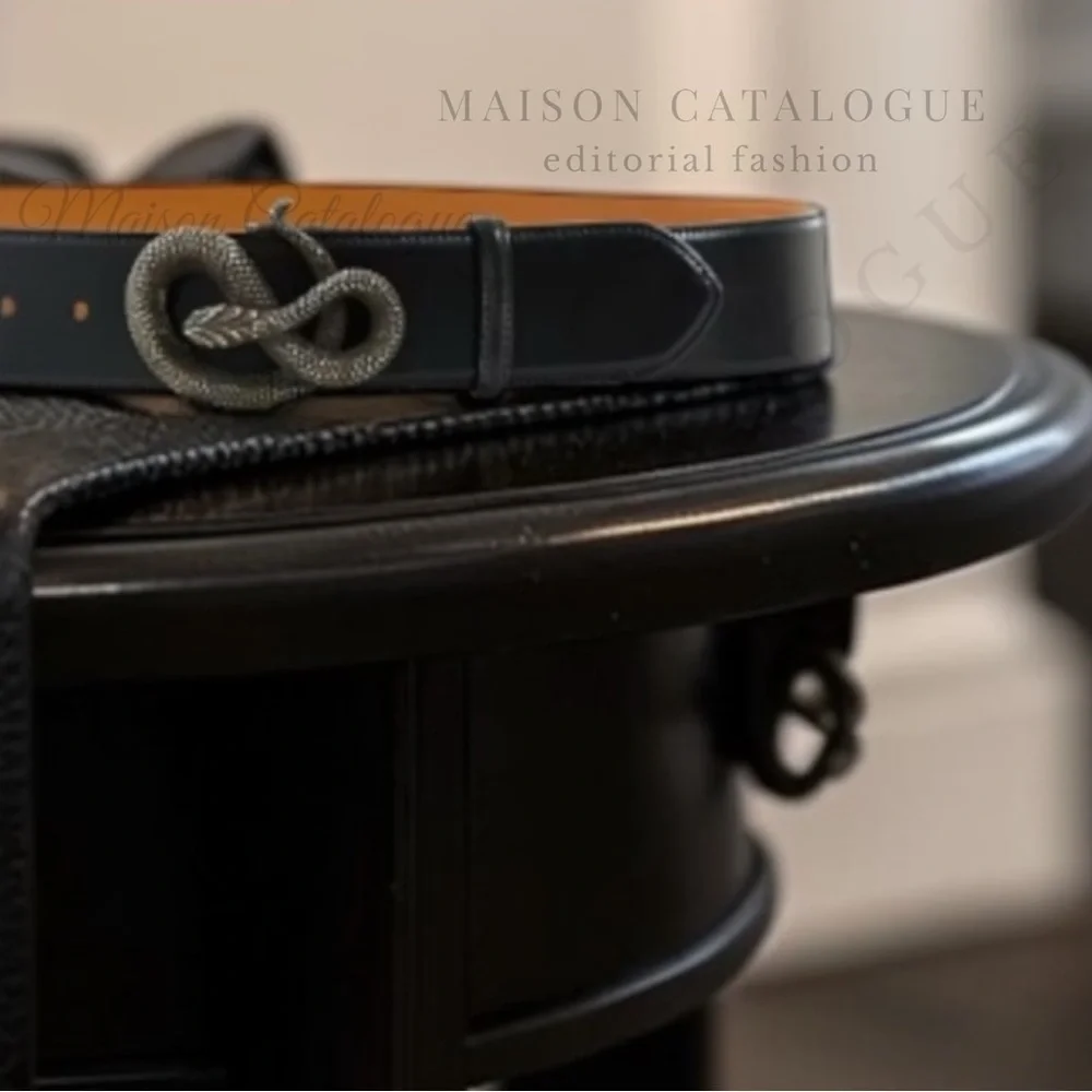 Ralph Lauren Collection Fall 2001 Sculptural Snake Buckle Black Calf Belt